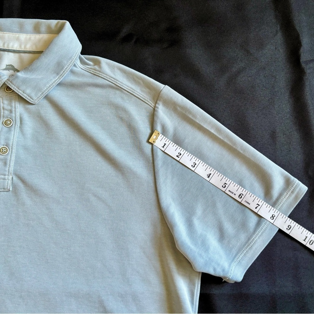 Tommy Bahama Size Large Shirt Polo Mens Light Blue Short Sleeve - Picture 4 of 6